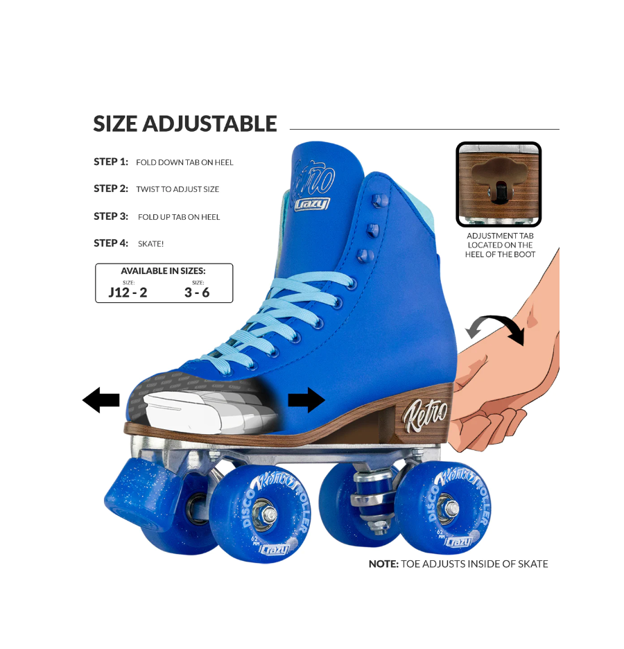 Kids Retro Roller Skates Deep Blue - Adjustable