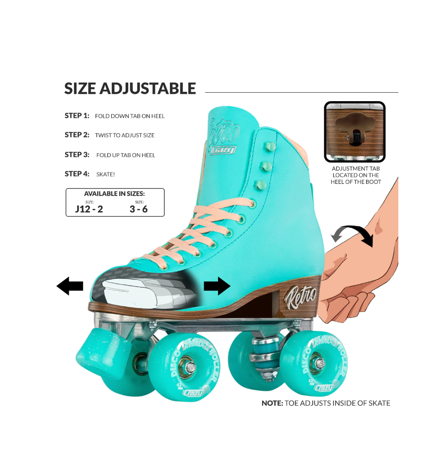Kids Retro Roller Skates Teal - Adjustable