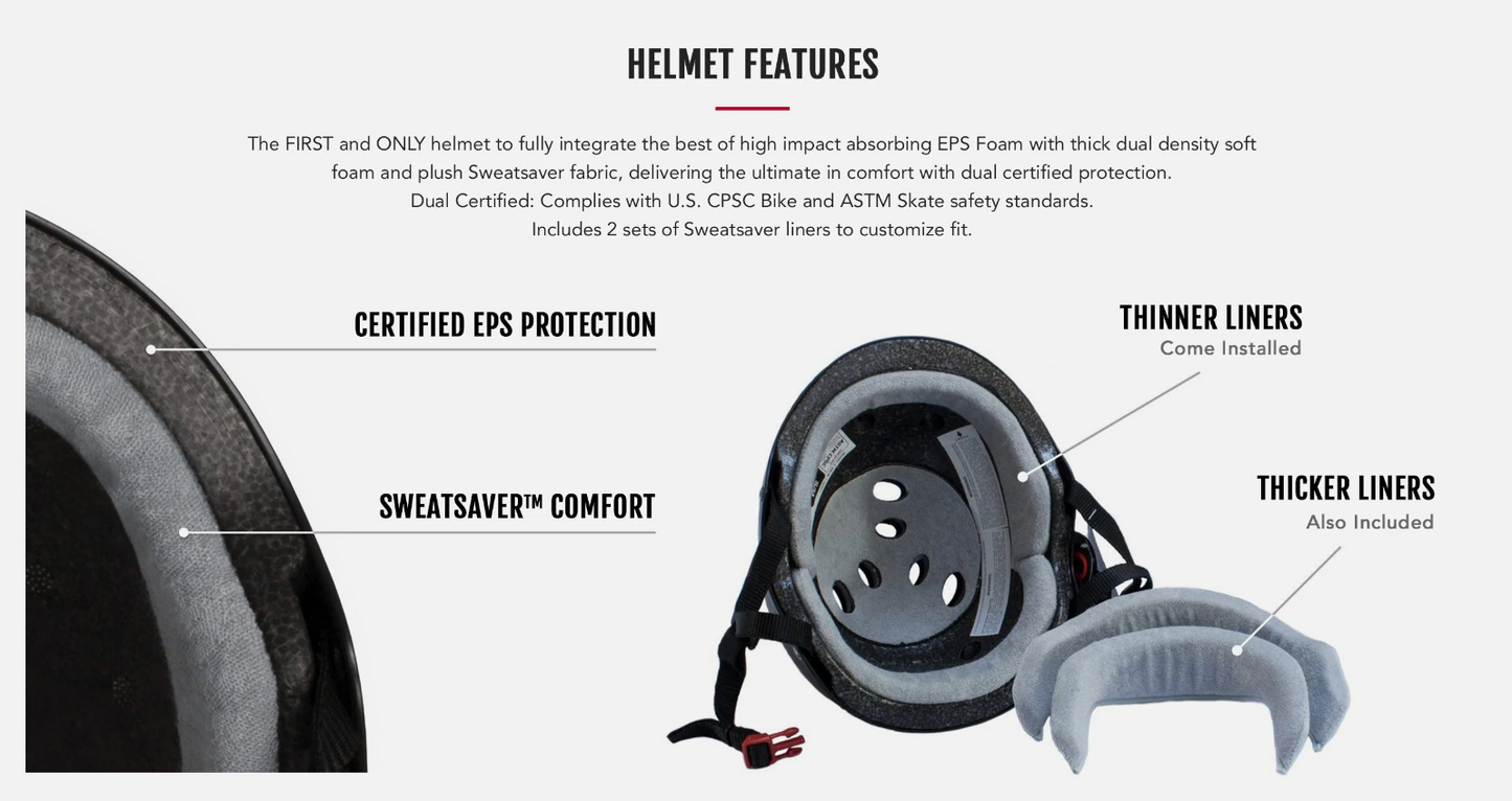 Triple 8 Certified Sweatsaver Helmet - Black Hologram